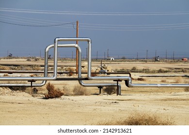 A Natural Gas Pipeline Rural Power Plant Pipes Energy Lines Desert Mine Natural Gas Underground Pipes Supply