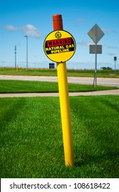 Natural Gas Pipeline Sign On A Sunny Day