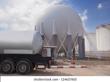 Natural Gas Tank And Filling Up To Truck