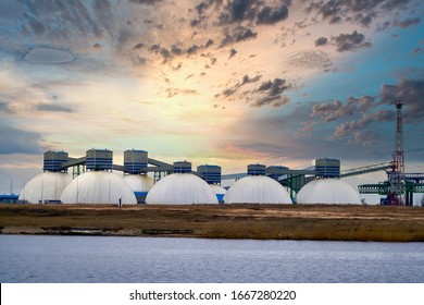Natural Gas Tank in the morning. - Shutterstock ID 1667280220