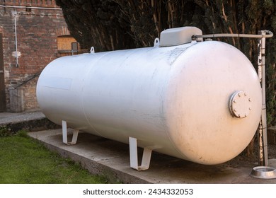 Natural gas tank, outdoors, in times of gas shortage and war