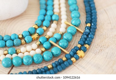 Natural Gemstone Jewelry - Turquoise And Agate Bead Bracelets