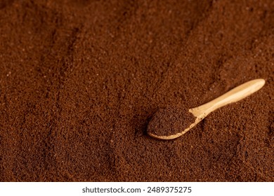 natural ground and roasted coffee for making a drink, ground coffee in close-up from which a coffee drink is made - Powered by Shutterstock