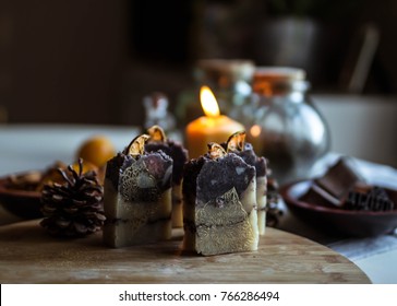 Natural handmade cosmetic soap with aroma oil. Cozy warm home atmosphere.  - Shutterstock ID 766286494