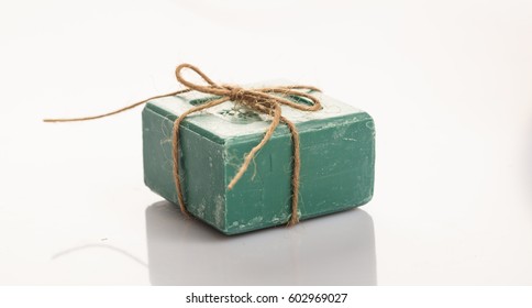 Natural Handmade Soap Bar On White Background