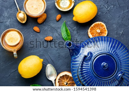 Similar – Image, Stock Photo Blue cup of herbal tea with camomile