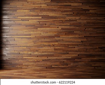 natural interior with wood wall panels