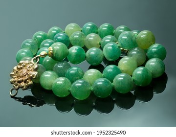 Natural Jade Necklace With Gold Parts