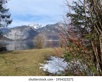 Natural Landscape In Austria With The Lake Hallstätter See As Background