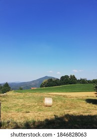 Natural landscape with bale of hay