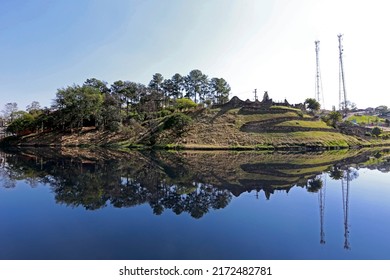 Natural Landscape Reflected In The Tiete River. Pirapora Do Bom Jesus City, Sao Paulo State, Brazil