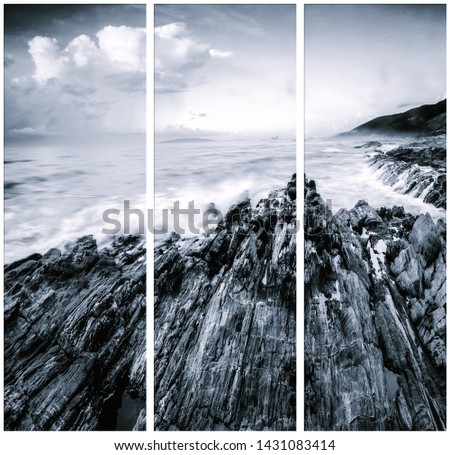 Similar – Beautiful seascape on a cloudy day