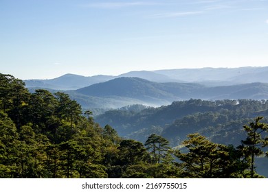 Natural Landscape With Valley And Mountains In Dalat, Vietnam.