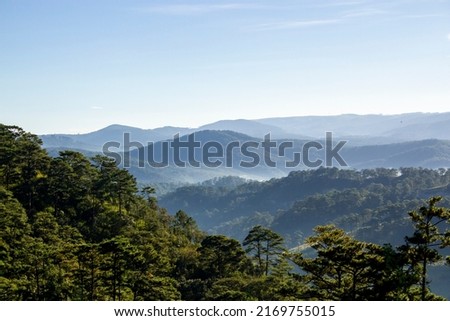 Natural Landscape With Valley And Mountains In Dalat, Vietnam.