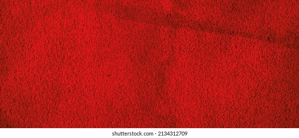 Natural Leather Macro Photo Of Bright Red Color. Red Suede Background.