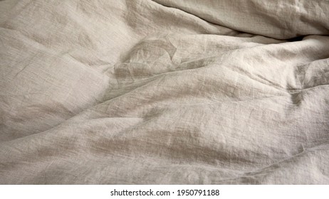 Natural Linen And Cotton Fabric Texture. Eco-friendly Material For Tablecloths, Clothes, Home Textiles, Bed Linen. Hypoallergenic Material For Sensitive Skin