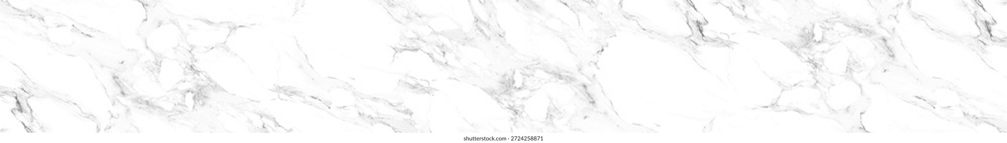 Natural looking white marble surface with detailed grey veining. Wide panoramic texture suitable for luxury and architectural design concepts.