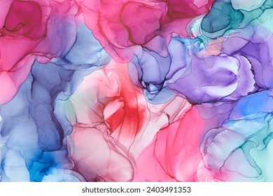 Natural  luxury abstract fluid art painting in alcohol ink technique. Tender and dreamy  wallpaper. Mixture of colors creating transparent waves and golden swirls. For posters, other printed materials