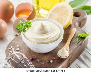 Natural Mayonnaise Ingredients And The Sauce Itself.