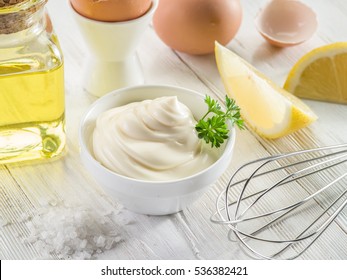 Natural Mayonnaise Ingredients And The Sauce Itself.