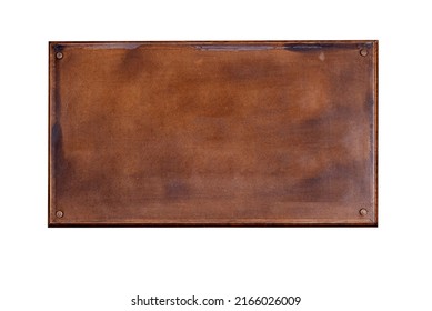 Natural metal bronze plate, iron vintage board isolated on white - Shutterstock ID 2166026009