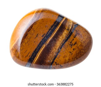 natural mineral gem stone - Tiger's eye (Tigers eye, Tiger eye) gemstone isolated on white background close up