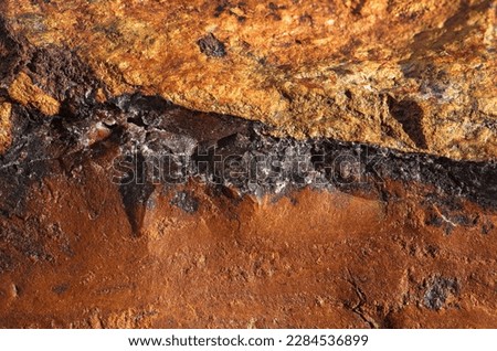 Natural mineral rock specimen - limonite stone surface as a background. Close-up limonite (laɪmənaɪt) iron ore