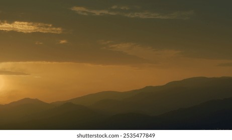 Natural Mountain Landscape With Illuminated Misty Peaks. Sunrise Over The Mountains. Real time. - Powered by Shutterstock