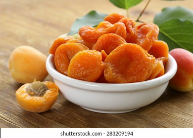 Natural organic dried apricots, rustic still life