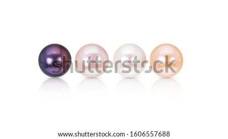 natural oyster pearl  set  with drop shadow  on white background. isolated