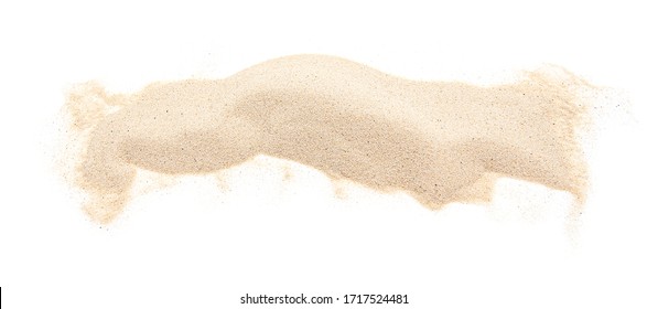 Natural Pile Of Sand From Beach, Soft Brown Heap Of Dry Beach Sand Isolated On White Background