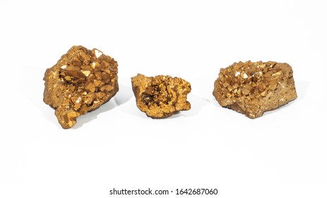 Natural Quartz Gold Titanium Agate Crystal Cluster Bare. Raw Stone Mineral Specimens