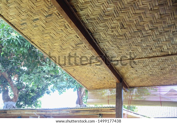 Natural Raw Materials House Terrace Ceiling Stock Photo