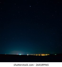 Natural Real Night Sky Stars Background Texture Over City