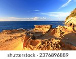 Natural rock formation at Yehliu Geopark, one of most famous wonders in Wanli, New Taipei City, Taiwan.