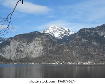 Natural Rocky Landscape In Austria With The Lake Hallstätter See 