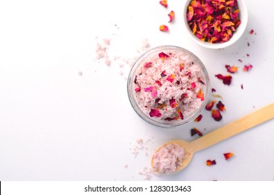 Natural Rose Sugar Scrub, Homemade Cosmetics, Body Spa Treatment