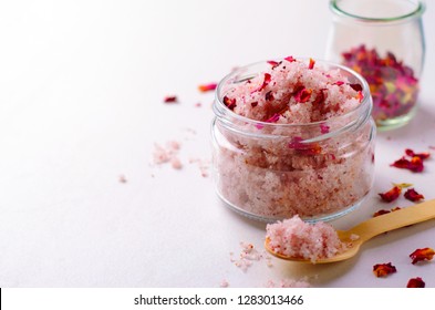 Natural Rose Sugar Scrub, Homemade Cosmetics, Body Spa Treatment