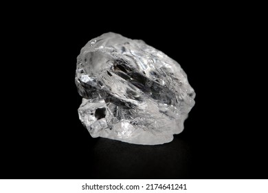 Natural Rough Goshenite Gemstone On Dark Background , Goshenite Is A Member Of Beryl Gemstone Group (ex. Emerald, Aquamarine, Morganite )