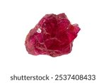 Natural rough Ruby gemstone on white background (Earth minerals – corundum gemstone group) 