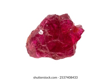 Natural rough Ruby gemstone on white background (Earth minerals – corundum gemstone group) 