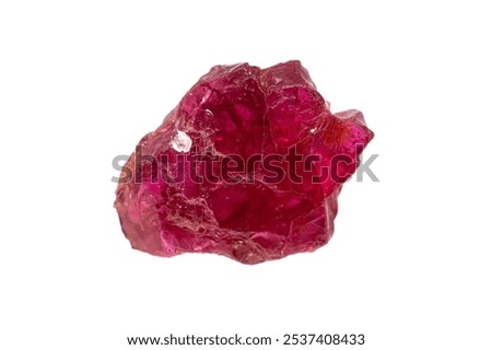 Natural rough Ruby gemstone on white background (Earth minerals – corundum gemstone group) 