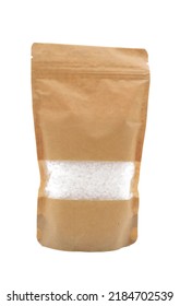 Natural Salt In Zip Lock Craft Bag, Isolated On Wthite Background