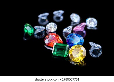 Natural Sapphire Gemstone, Jewel Or Gems On Black Background