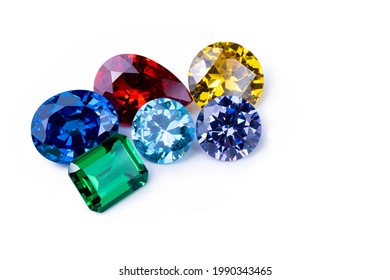 Natural Sapphire Gemstone, Jewel Or Gems On White Background