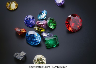 Natural Sapphire Gemstone, Jewel Or Gems On Black Background