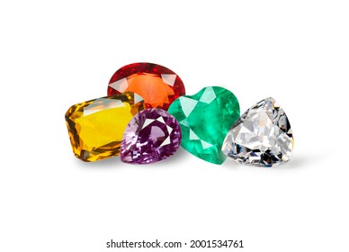 Natural Sapphire Gemstone, Jewel Or Gems On White Background