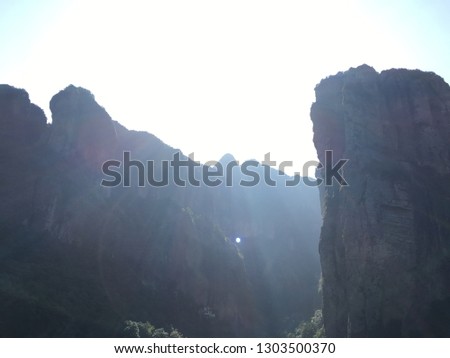 Similar – Foto Bild Morgensonne und Nebel in den Dolomiten