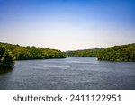 Natural scenery of lake and woods in Upstate New York