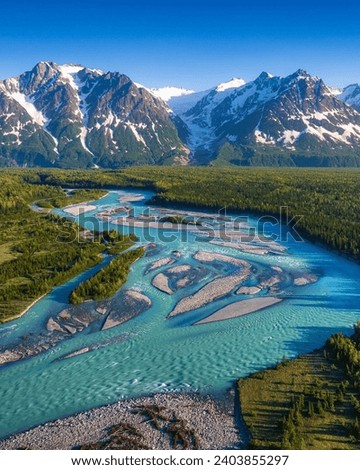 The natural scenery of Tatshenshini-Alsek Park or wilderness park, located in British Columbia, Canada.